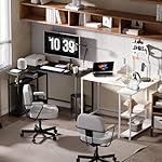 Pamray 43 Inch L Shaped Computer Desk with Reversible Side Storage Shelves, Small Corner Desk for Small Space Home Office,Writing Study Table Gaming PC Desk for Bedroom,Black - Image 4