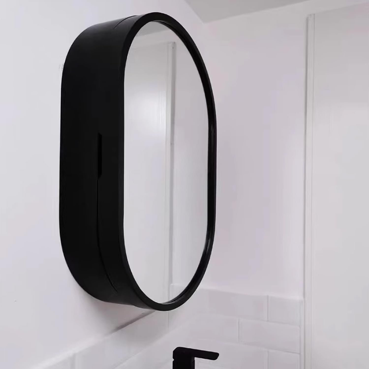 SXFSDOU Oval Bathroom Vanity Mirror Cabinet, Decorative Storage with Shelves, 60x90cm - Stylish Makeup nizer for Bathroom, Wall-Mounted, Space-Saving Design (Color: B, Size: 50x80cm)
