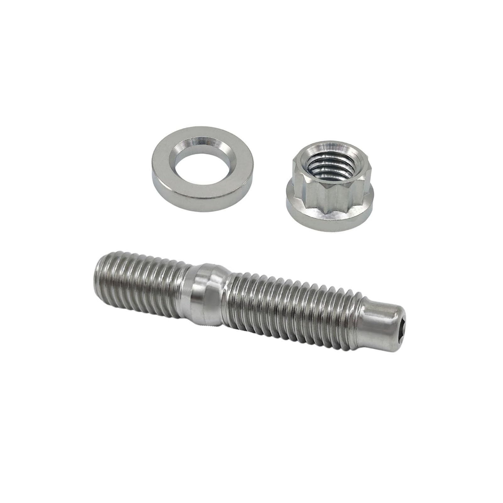 RISON-Titanium 12 Set Titan Stehbolzen für Auspuffkrümmer M8 M10, Auspuffkrümmerbolzen Mutter Kit, Auspuffkrümmer-Flanschmuttern Stiftschrauben Abgaskrümmer für Auspuffanlagen PKW Motoren Geeignet