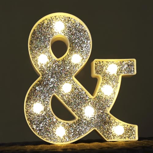 Image of Light Up Letters, Marquee Light Letter for Table Decorations, Glitter Light Up Signs for Prom, Events, or Engagement Party Decor, Featuring Alphabet & Number Lighted Letters, Symbol &