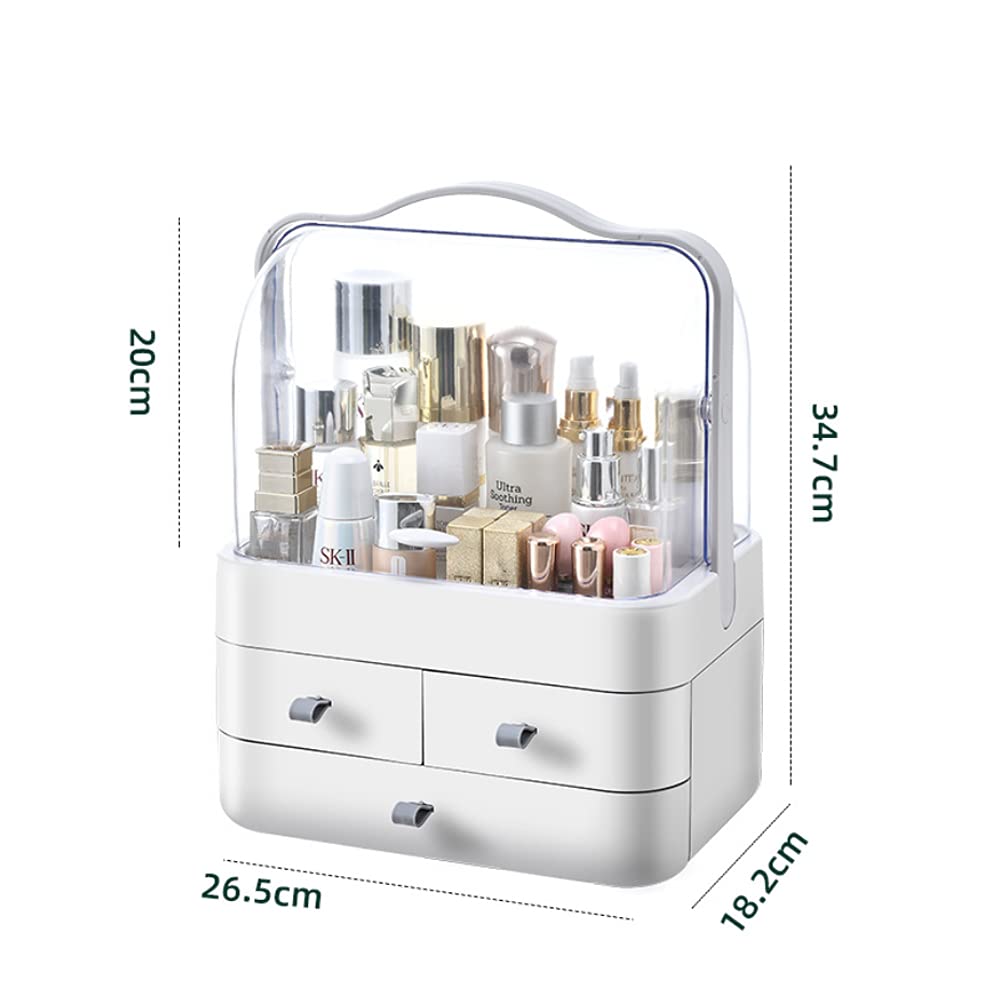 Makeup Organiser Storage Drawers, Acrylic Cosmetic Organisers, Skincare Organiser for Dresser & Bathroom, Dust-Proof Waterproof (Grey-Organiser)