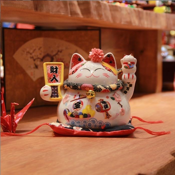 近々値上げ　買うなら今！ 希少 幸福 招き猫 猫 陶器 置物 貯金箱 Amazon.co.jp: 8寸招き猫陶器日本貯金貯金箱店舗開業礼置物福縁猫創意