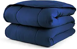 Edredom Malha 100% Algodão Liso Dupla Face C/Viés Fio Penteado Cobertor (Marinho, Queen)