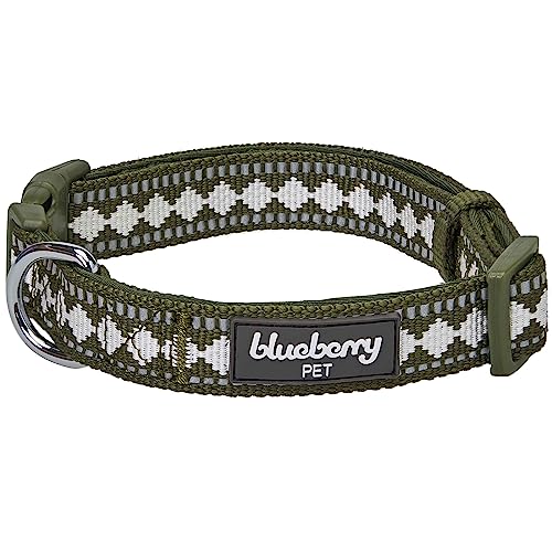 Collier chien anti irritation rembourré néoprène réfléchissant olive