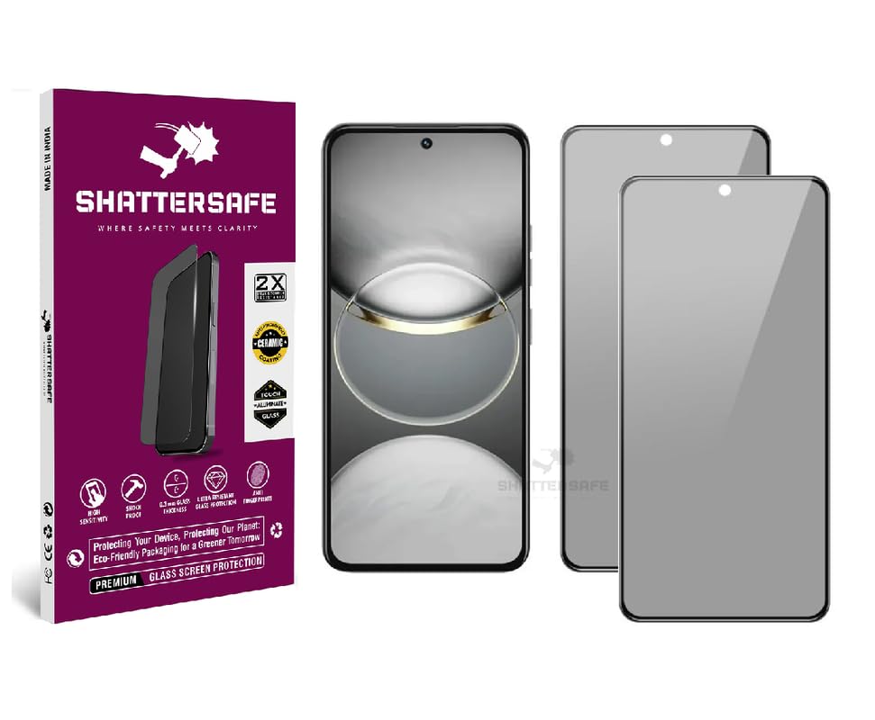 Image of Anti-Spy Privacy Tempered Glass Compatible For Tecno Spark 30 Pro [Pack of 2]. 9H Hardness, Anti-Scratch, Edge-to-Edge Protection With Easy Installation Kit & Case Friendly Fit.