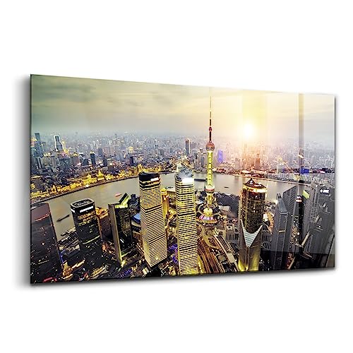 Verre coloré moderne Wallfluent pour remplacer les tableaux ternes par une image de Shanghai