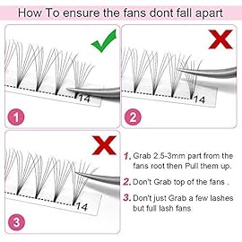 Premade Volume Eyelash Extensions 3D-C-0.10-9 Short Stem Premade Fans Eyelash Extensions 9 to 20 mm Pre made Lash Fans 3D 5D 7D Volume Lash Extensions .07 .10 C D Curl(3D-D-0.07,9mm)