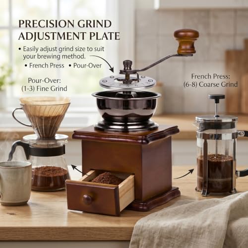 Molinillo de café manual con grosor ajustable que evita quemar el grano 5