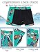UNICOMIDEA Boys Hawaiian Outfits Button Down Shirt and Swim Trunks with Compression Liner 2 Piece Short Sleeve Green Shirts Kids Beach Shorts Sets Size 7-8 Youth Bathing Suit for Summer Holiday Surf