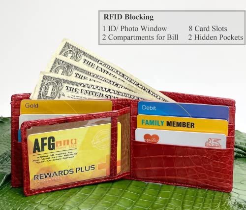 Image of HATA Men Leather Bifold Wallet RFID Blocking Front Pocket Exotic Billfold Handmade Gift For Birthday Wedding Anniversary Father's Day