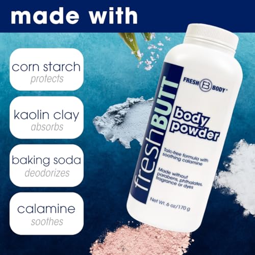Fresh Butt Body Powder for Women & Men - Anti-Chafing, Anti-Itch, Odor & Sweat Absorbing + Calamine - Friction Fighting, Talc-Free, Unscented, 6oz - Image 5