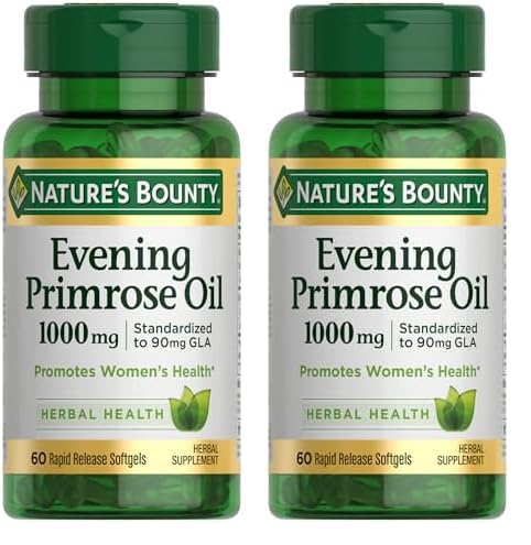 Nature's Bounty Evening Primrose Oil, Promotes Women's Health, 1000 mg Evening Primrose Oil, 60 Rapid Release Softgels (Pack of 2)