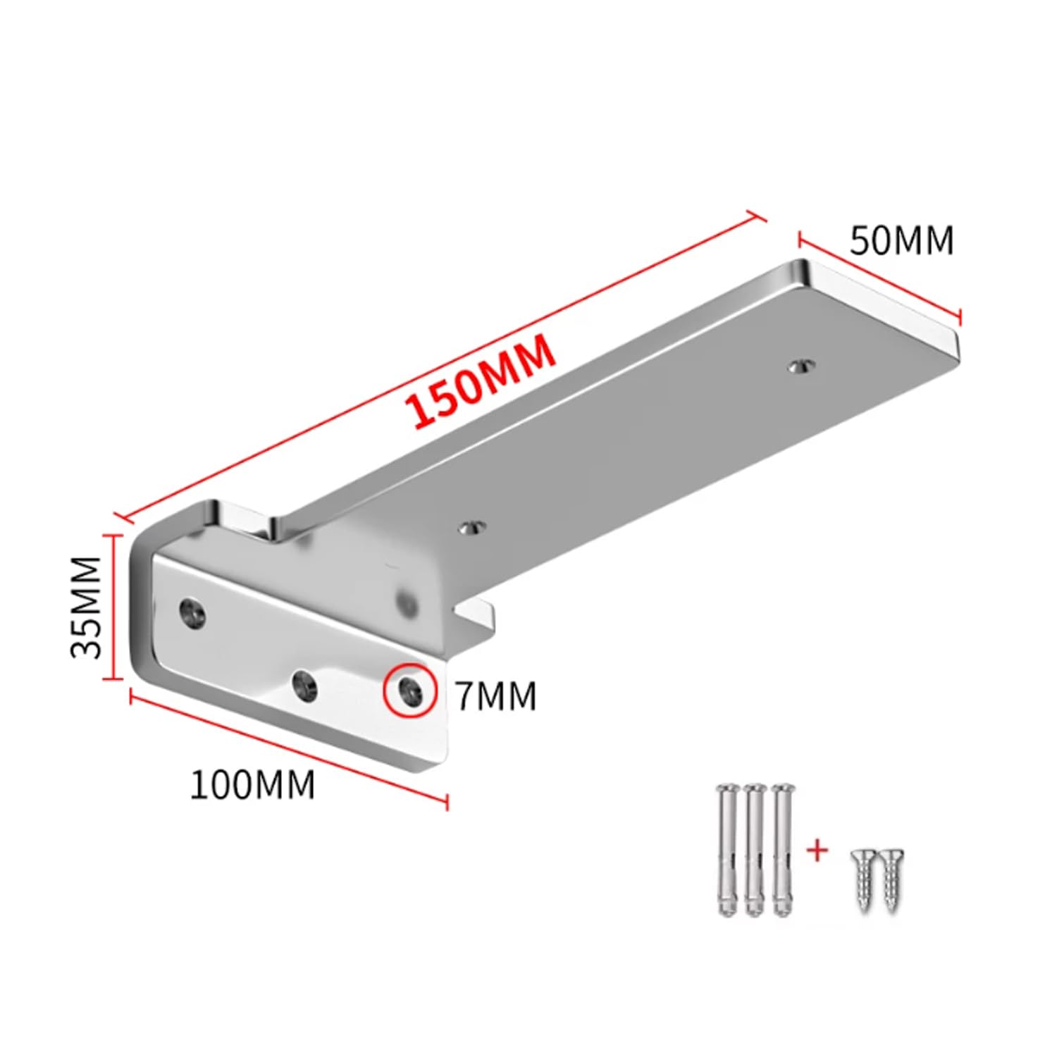 2 Pzs Soportes para Estantes Flotantes,Escuadras para Estanterias Pared Ocultos en Forma de L,para Hogar Oficina,Acero Inoxidable,Ahorra Espacio,Carga 400Kg (150mm)