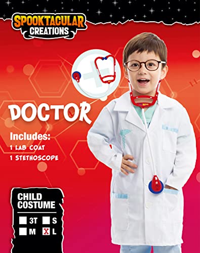 Spooktacular Creations Jr. Doctor Lab Coat Deluxe Kids Toddler Costume Set For Halloween Scrub Dress Up Party And Scientists Role Play (Small (5-7Yr)) #TOP1