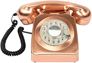 GPO 746 Rotary 1970s-Style Retro Landline Telephone, Classic Telephone with Ringer On/Off Switch, Curly Cord, Authentic Bell Ring for Home, Hotels- Mustard
