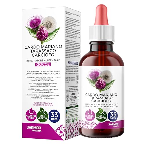 Cardo Mariano, Diente de Leon y Extracto de Alcachofa Gotas 100ml - Detox Potente - Drenante y Diuretico - Retencion de Liquidos - Desintoxicación Para el Hígado -Macerado Glicérico J.Armor Pharma