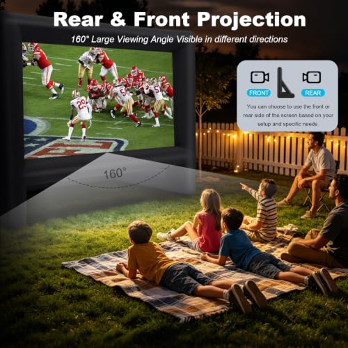 Image of GYUEM 18 feet Inflatable Outdoor Projector Movie Screen - Package with Rope, Blower, Tent Stakes - Portable, Great for Outdoor and Indoor Party Watch Movies