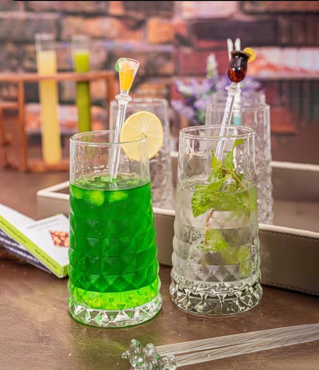 Image of Premium 450ML Water - Juice Glasses Drinking Glasses Set of 4, Highball Lead-Free Glasses, Tumblers for Water, Juice, Beer, Cocktail and Mixed Drinks (Daimond Cut Glass - A, Set of 4)