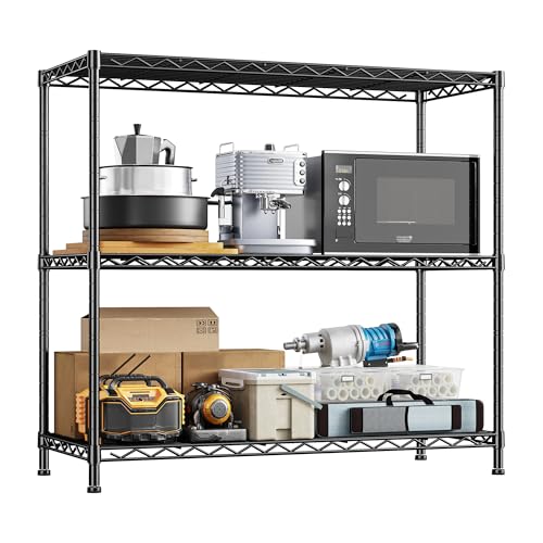 DurayLoly 3- Shelf Metal Shelving Unit 35.6Wx14Dx36H Adjustable Storage Shelves Heavy Duty Garage...