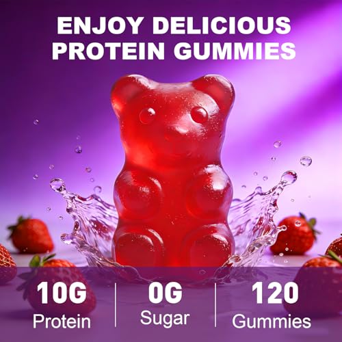 Whey Protein Gummies 10g, Protein Chewables Supplements for Women & Men, Muscle & Energy Support, Bone Health, Strawberry Flavor, 120 Count - Image 4