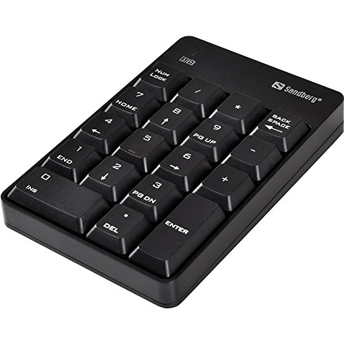 Sandberg Wireless Numeric Keypad 2 | Pavé numérique Portable | 19 Touches | Clavier sans Fil | Plug & Play | Clavier numérique pour Le Bureau la Maison Le Travail Les études | pour Mac Windows