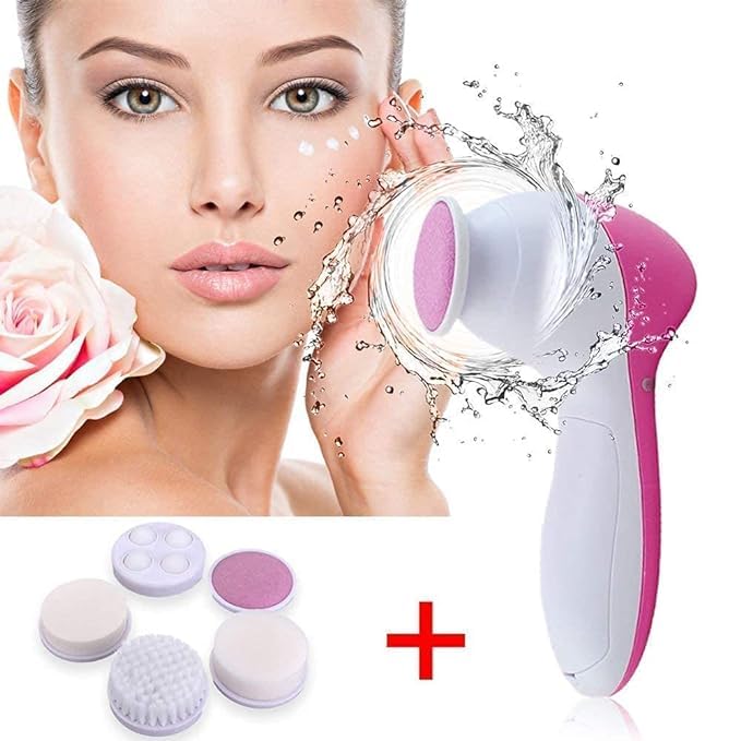 Virangna Enterprise 5 in 1 Face Facial Exfoliator Electric Massage Machine Care Cleanser Massager Kit For Smoothing Body Beauty Skin Cleaner Facial Massager Machine for Women- Multicolor 5