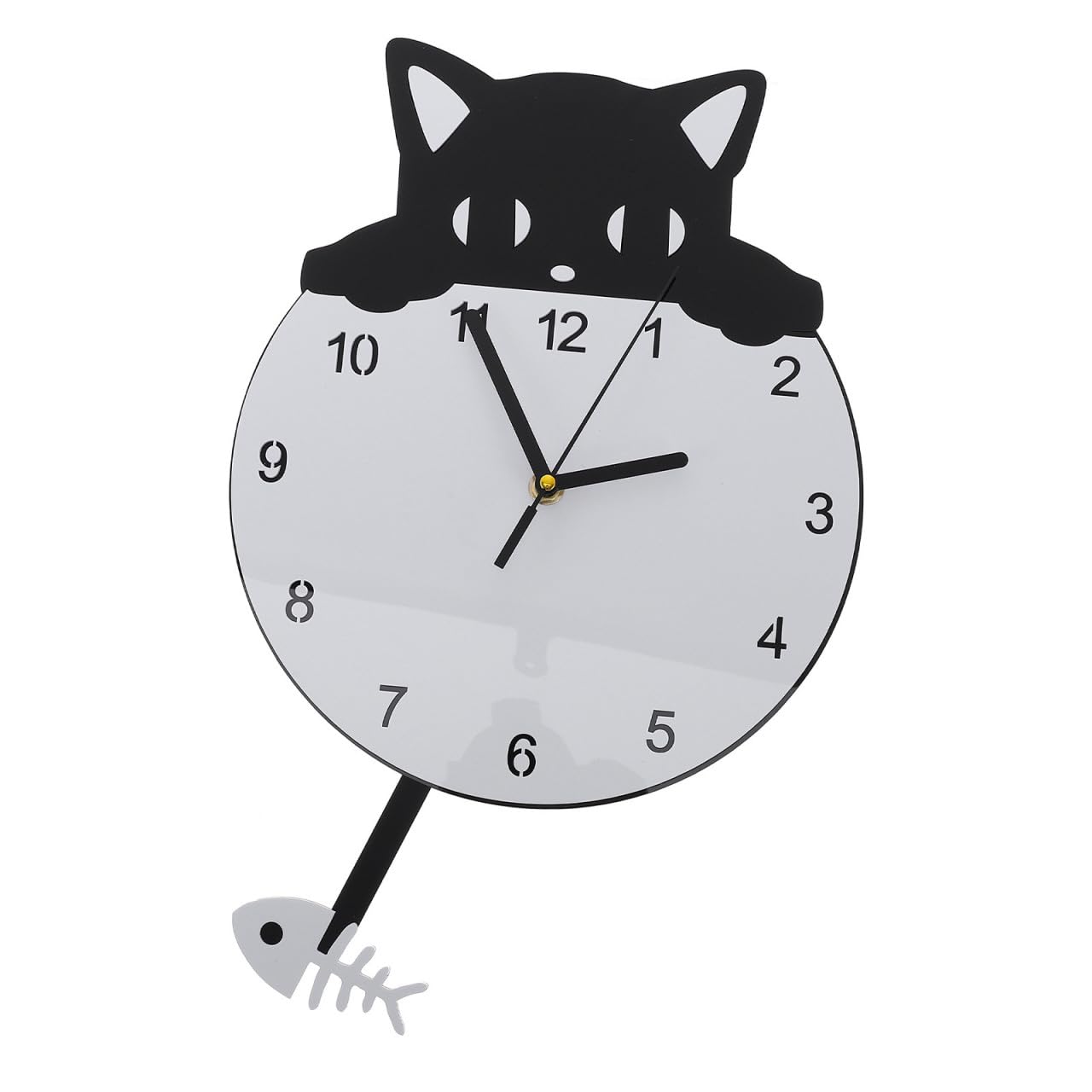 Horloge murale silencieuse en acrylique motif chaton pour enfant