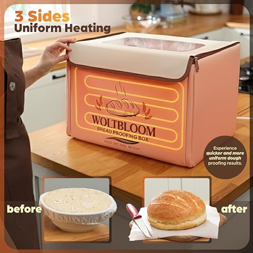 Pizza Dough Proofing Box Bread Proofing Box Foldable Pizza Bread Proofer Yogurt Maker with Sourdough Making Kit - 9 Inch Proofer Basket, Lame, Scraper, Metal Rack - Temperature 68-131℉ 99 H Timer image 4
