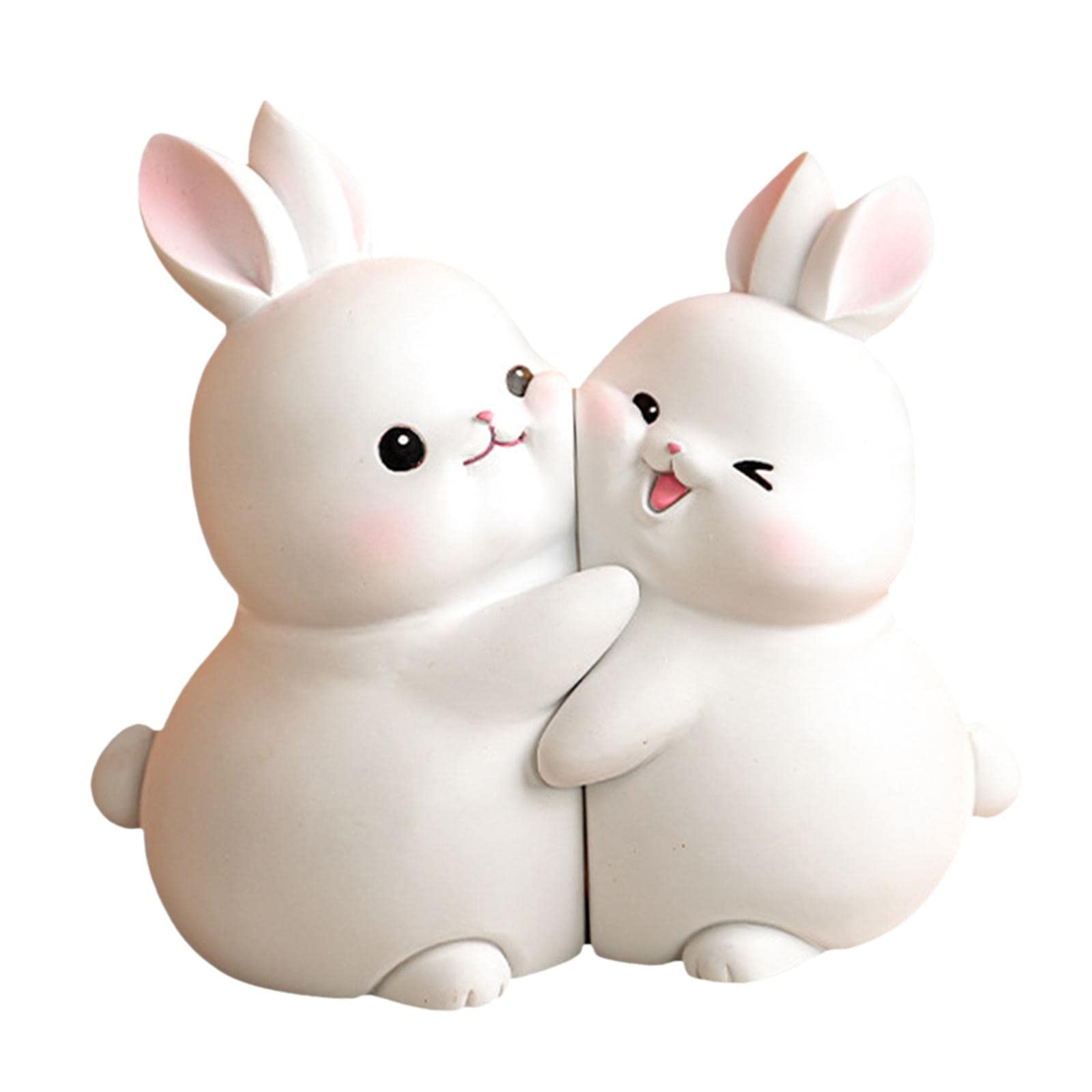 Serre-Livres Lapin 2 Pièces en Résine - Figurine Animal pour Étagères, Organisateur et Support