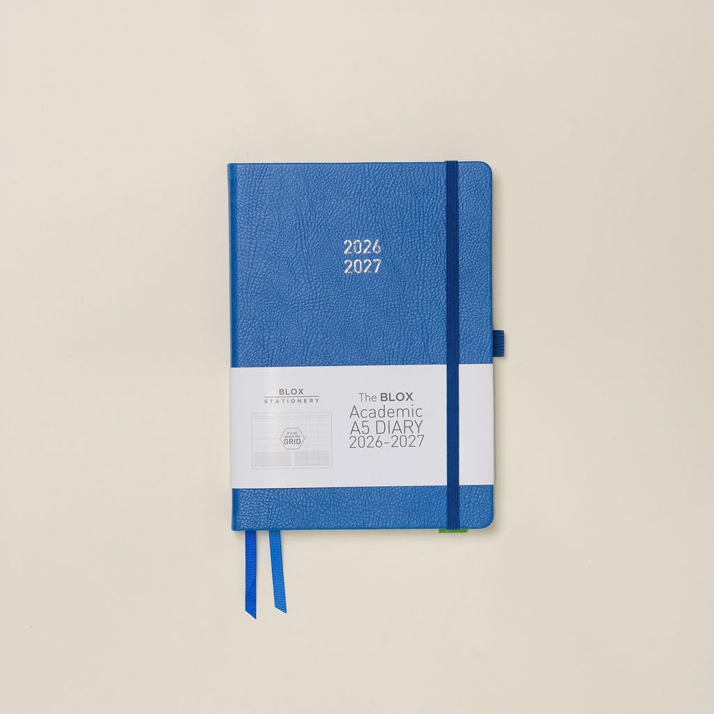 BLOX Academic A5 Diary 2026-27 (Cobalt) - Academic Diary - Aug 2026 to Aug 2027 - Week-to-View with 3 Column Grid Layout - organise Your Busy Life - 2026/27 Diary