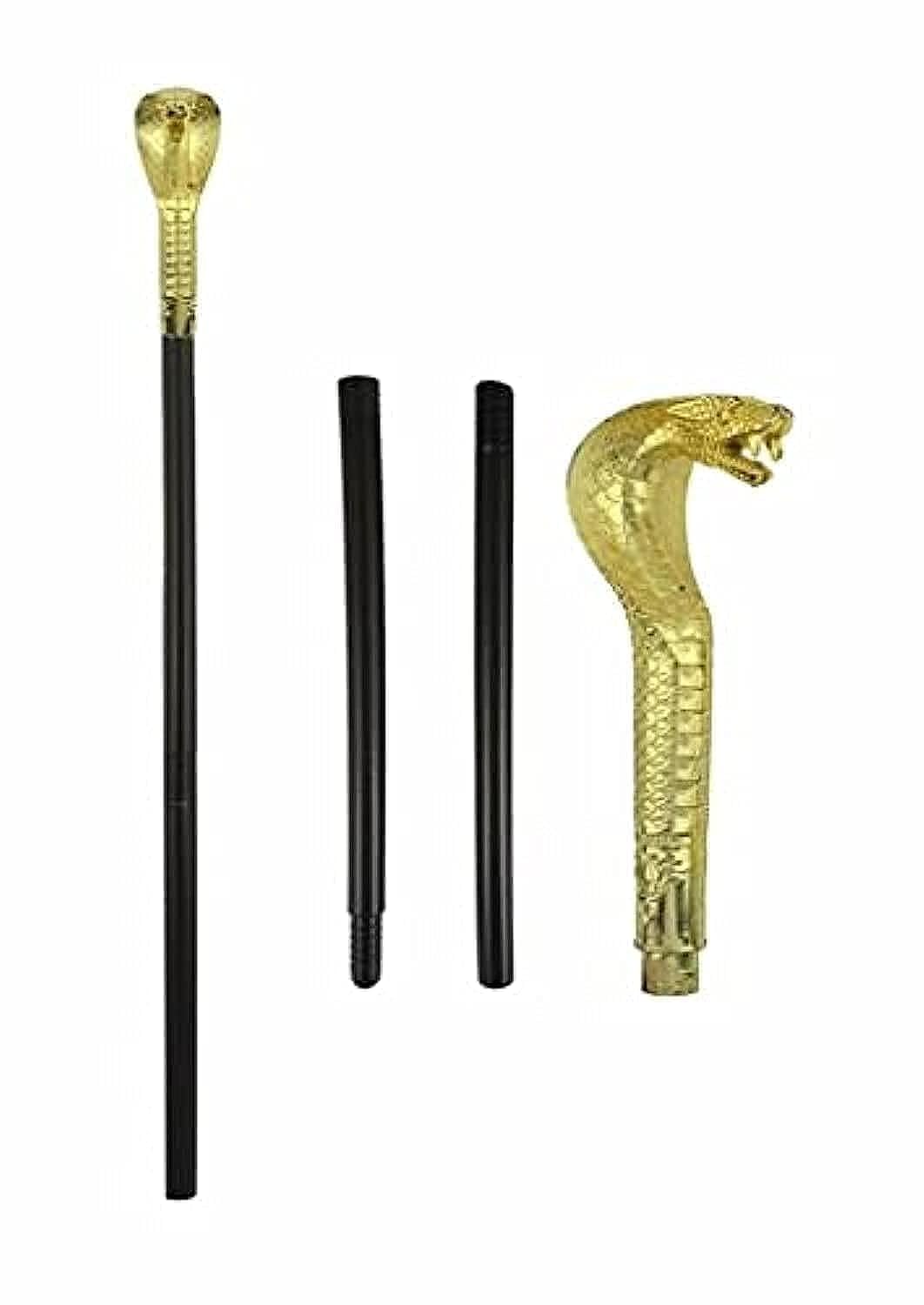 Shopzinia Egyptian Pharaoh Cane Snake Scepter Gold Stick Pimp With Gold Top 3 Pcs Set, One Size