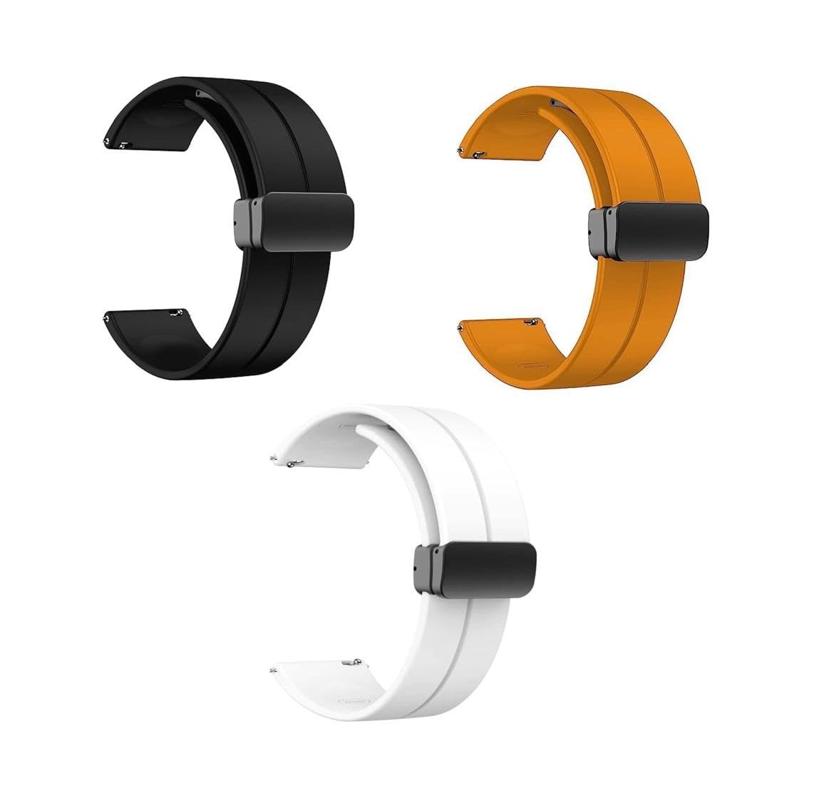 INEFABLE 22mm Watch Straps With Folding Magnetic Lock Compatible With Samsung Galaxy Watch 3(45mm)/Galaxy Watch 46mm/Gear S3 Classic/Frontier & All 22mm Watches Only Strap-Black/Orange/White-Pack Of 3 (B0D8TXNQ6P) Amazon Price History, Amazon Price Tracker