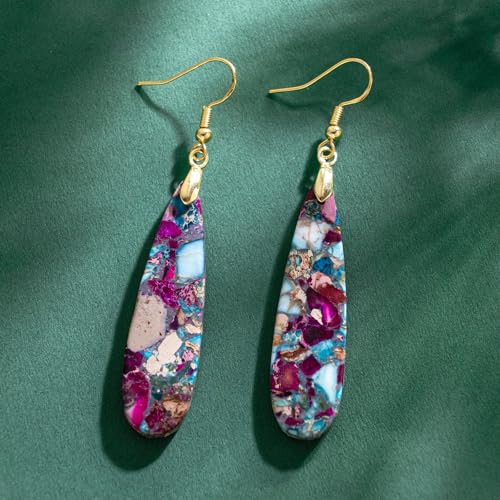 SELOVO Boho Stone Earrings for Women Trendy Teardrop Dangle Earrings Fishhook Drop Earrings2