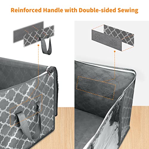 Clothes Storage Bags, Storage Organizer with Durable Handles for Closet Organization, Comforter, Blankets, Bedding and Toys 90 L Large - 2 Pack - Thumbnail 6