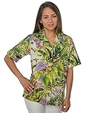 Benny's Womens Floral Caladium and Palm Hawaiian Shirt