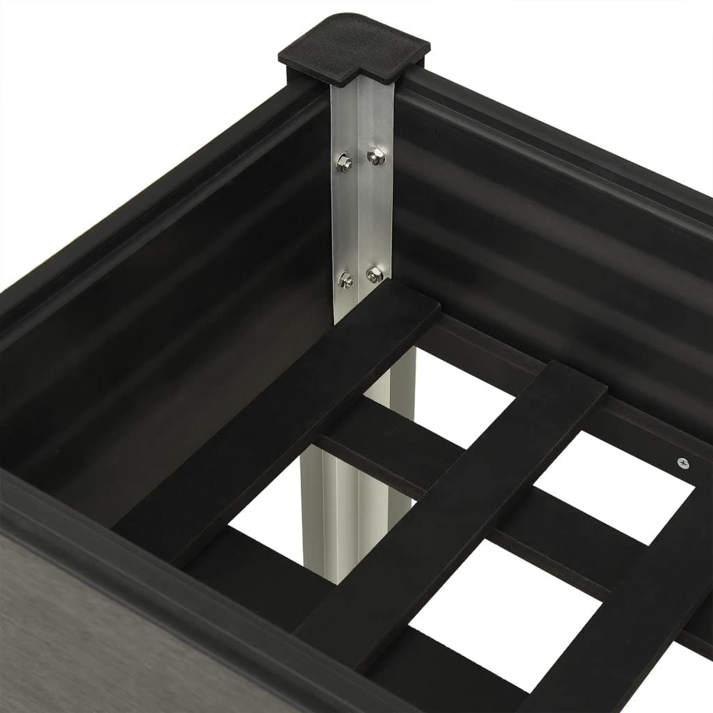 Garten-Hochbeet Grau aus langlebigem WPC mit Stahlrahmen 120x40x75 cm, offener Unterseite für optimale Belüftung, ideal für Garten, Balkon und Terrasse zur Pflanzenpflege
