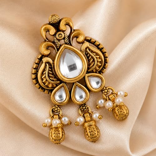 Image of Sayda JewelsGold Plated Antique Traditional Jhumka Earring Indian ethnic Temple design studs Chandbali Style Bridal, Wedding & Festive Jewellery For Women & Girls