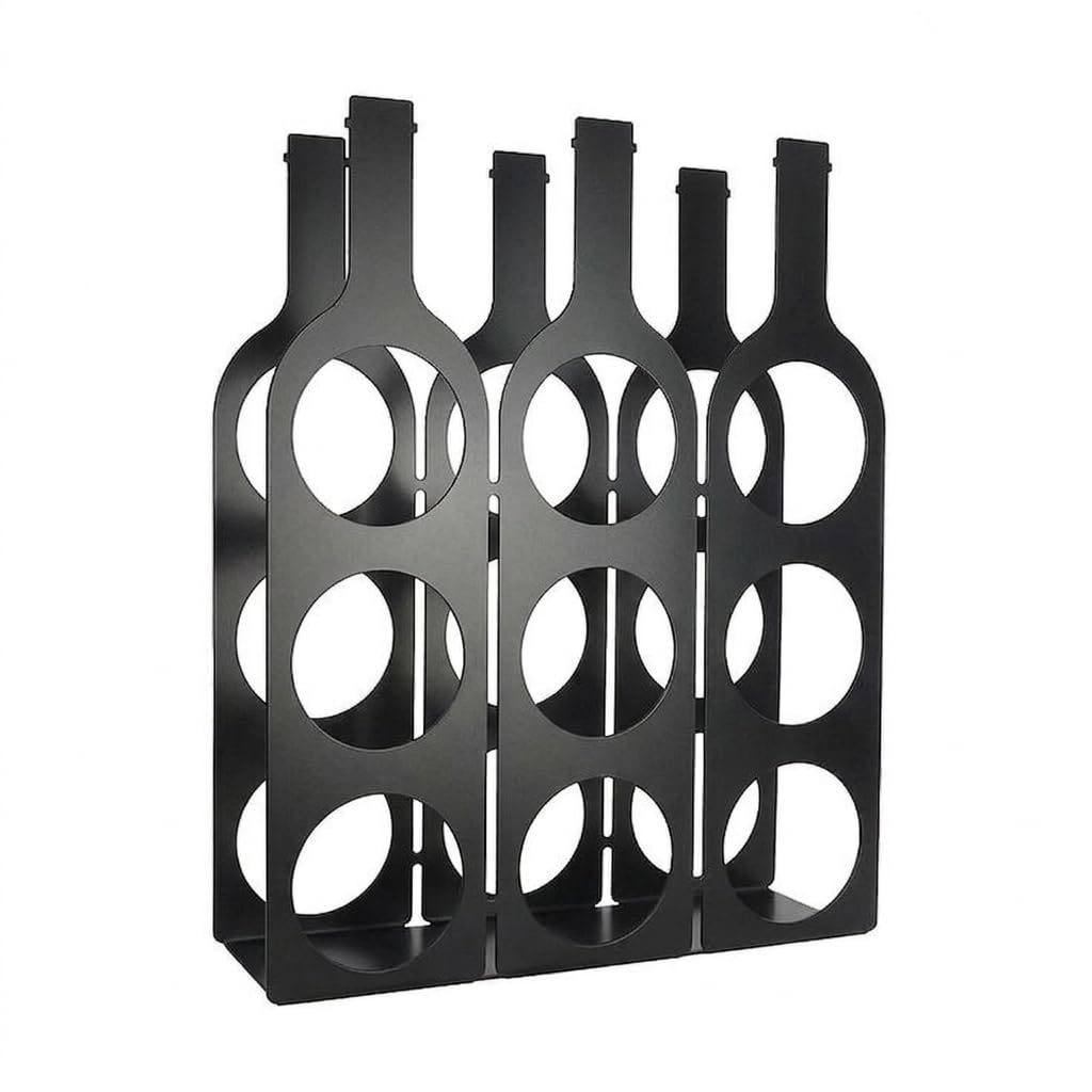 Mironix Metal Bottle Rack, Bottle Shape Wine Holder for 6 Bottles, Modern Black Wine Storage Stand, Countertop Wine Organizer for Kitchen, Bar & Dining, Matte Finish-image-8