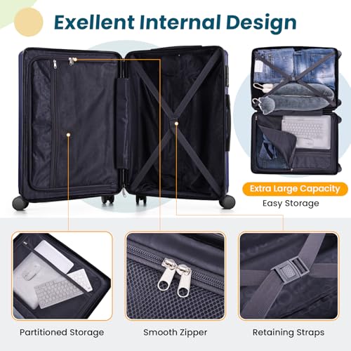 Valises rigides Hoteel | Set de 5 bagages ABS PC bleu foncé