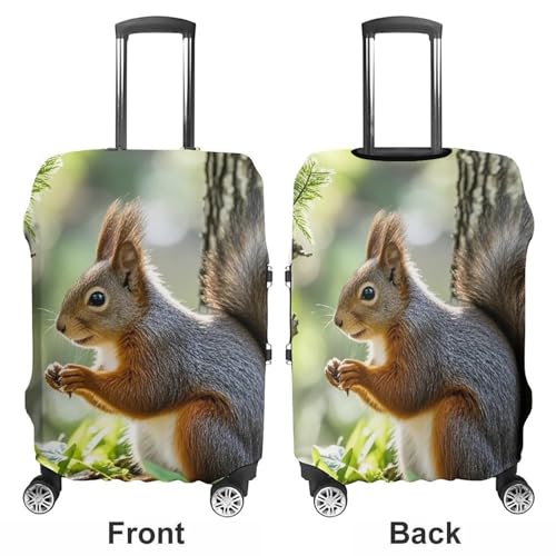 Squirrel in The Woods Printed Luggage Cover Protector, Fits 18-32 Inch Luggage3