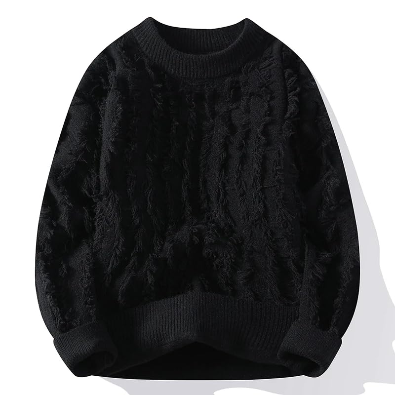 Autumn Winter Knit Sweater Men Loose Casual Pullovers Mens Solid Color O-Neck Hip Hop Knitted Streetwear4