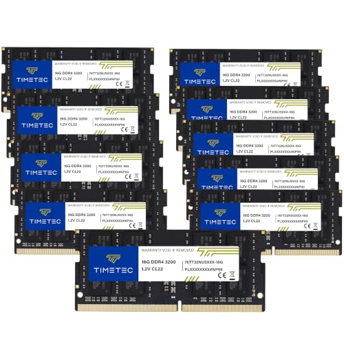 Image of Timetec 160GB KIT (10x16GB) DDR4 3200MHz (PC4-3200AA) PC4-25600 SODIMM Laptop RAM - 260-Pin 1.2V CL22 Non-ECC Unbuffered Memory Module for Laptop, Notebook, Mini PC, All-in-One