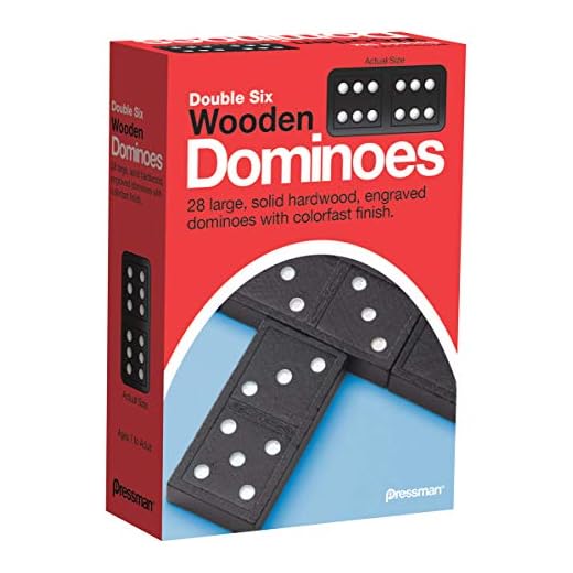 Pressman Toy Double Six Wooden Dominoes, 28 Pieces