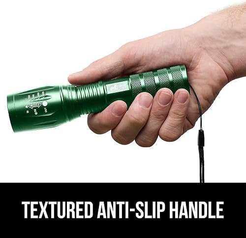 Miniatura 7 de Gorilla Grip Paquete de 2 linternas tácticas LED de mano, altos lúmenes, ultra brillantes, 5 modos, resistente al agua de larga duración, linternas