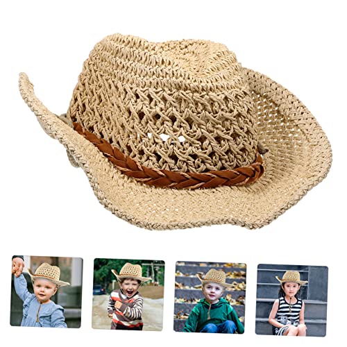BESPORTBLE Wide Brim Straw Sun Hat Breathable Summer Beach Hat for Boys and Lightweight and Stylish Protective Headwear for Outdoor Activities Park and Vacation Beige3