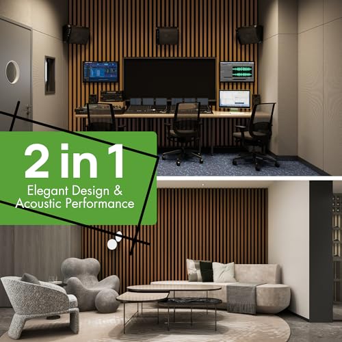 Image of Art3d 12 inch x 93 inch Acoustic Wood Slat Wall Panel, 8 pcs, 62 sq.ft, Walnut