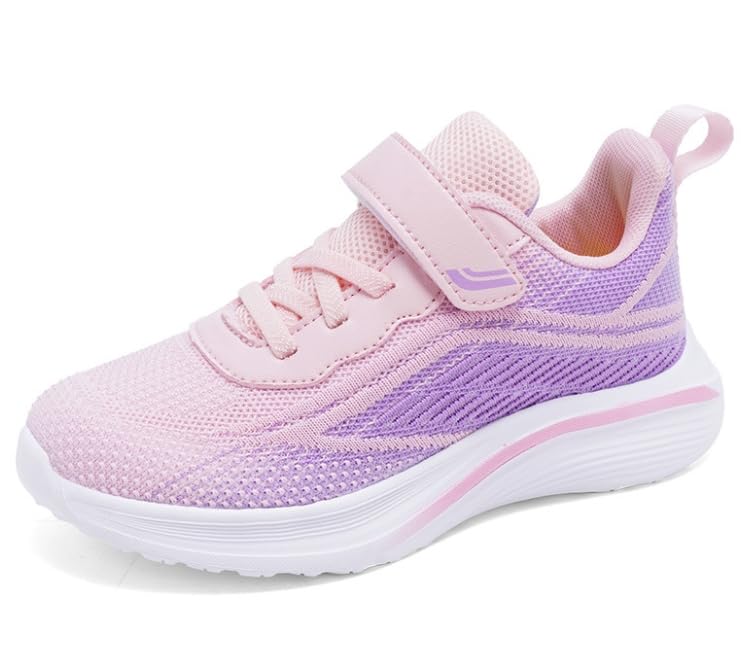 Girl's Trendy Breathable Running Shoes - Comfy Non Slip Soft Sole Sneakers for Kids Outdoor Activities - for Girls Aged 4-12 - Suitable for Sports & Playtime - Great Gift for Active Kids (Pink,13)