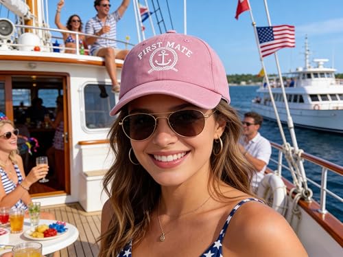 Image of Sailing Captain Hat for Boat Owners, Skipper Baseball Cap for Adult | Boating & Lake Days, Nautical Inspired Style, Detailed Embroidery, Adjustable Buckle Back