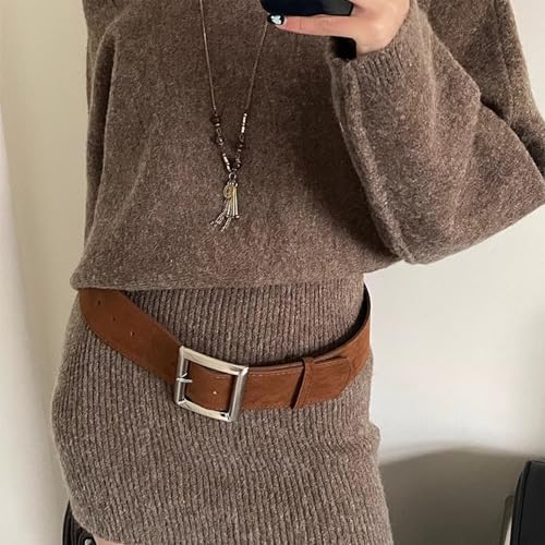 Stylish PU Leather Belt Simple Waist Chain With Square Buckle For Everyday Commutes Casual Gatherings &2