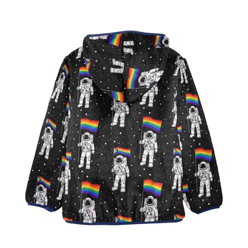 CHIFIGNO Astronaut Rainbow Pride Toddler Polar Fleece Lined Winter Coats, Toddler Jackets Boys with Hooded 3T2
